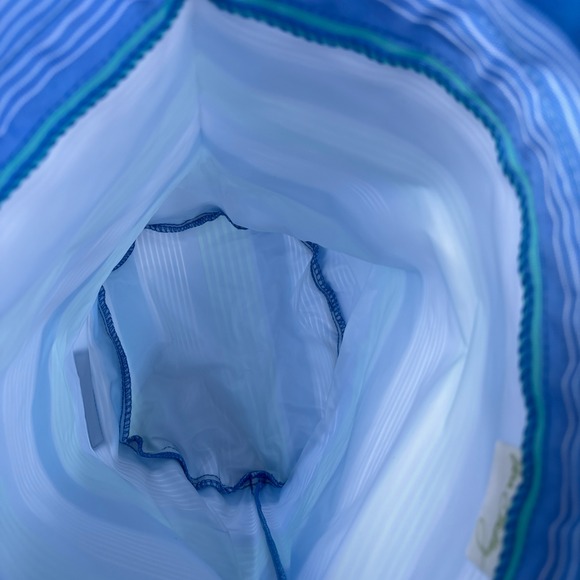 Vera Bradley Blue Green Striped Drawstring Bucket Bag Travel Pouch Organizer - Picture 10 of 10